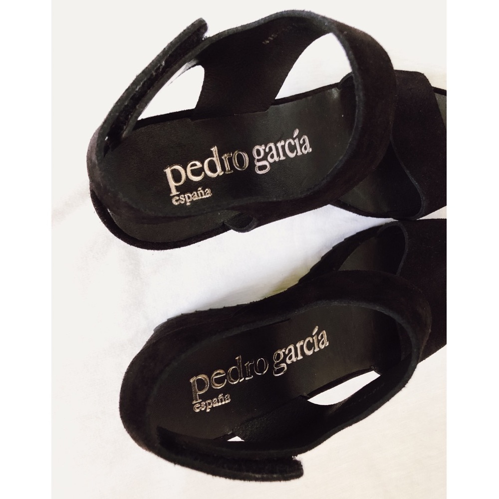 Pedro García Fiona Wedge Sandal Black Suede 36.5 - Picture 12 of 16